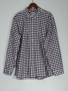 Gap Men’s Standard Check Plaid Button Down Cotton Shirt Purple White